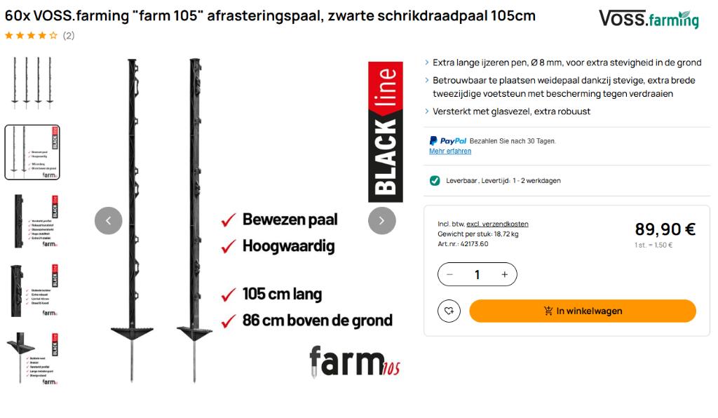 60x prikpalen 105 cm VOSS farming, Dieren en Toebehoren, Weidegang