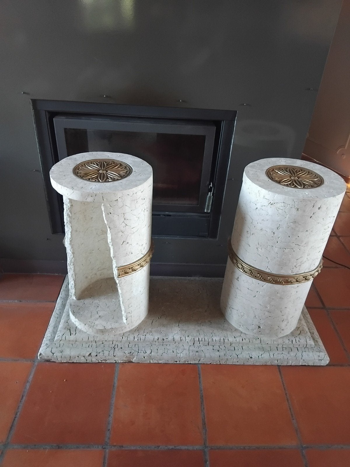 onderstel tafel - Griekse stijl - zuilen, Ophalen, Gebruikt, Glas, Grieks