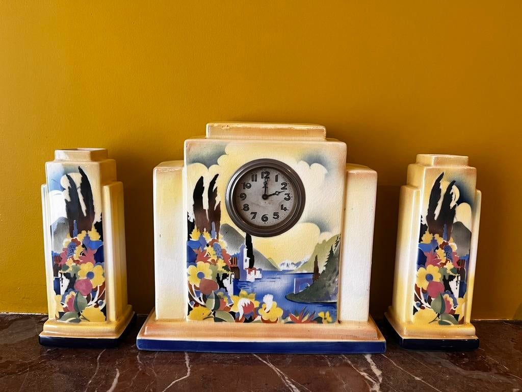 Art Deco Schouwgarnituur – BIHL – Jaren '30, Antiek en Kunst, Antiek | Klokken, Ophalen