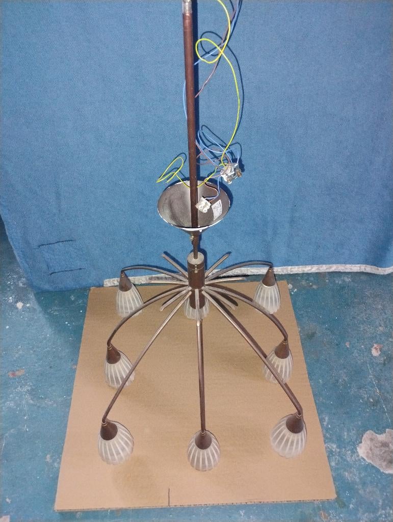 2 "MASSIVE" kroonluchters voor 8 E14-lampen en 4 E14-lampen”, Ophalen, Gebruikt, Glas