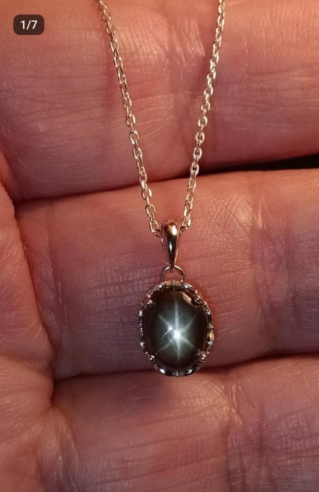 Sterling zilveren hanger met stersaffier uit Thailand, Ophalen, Zwart, Nieuw, Met edelsteen