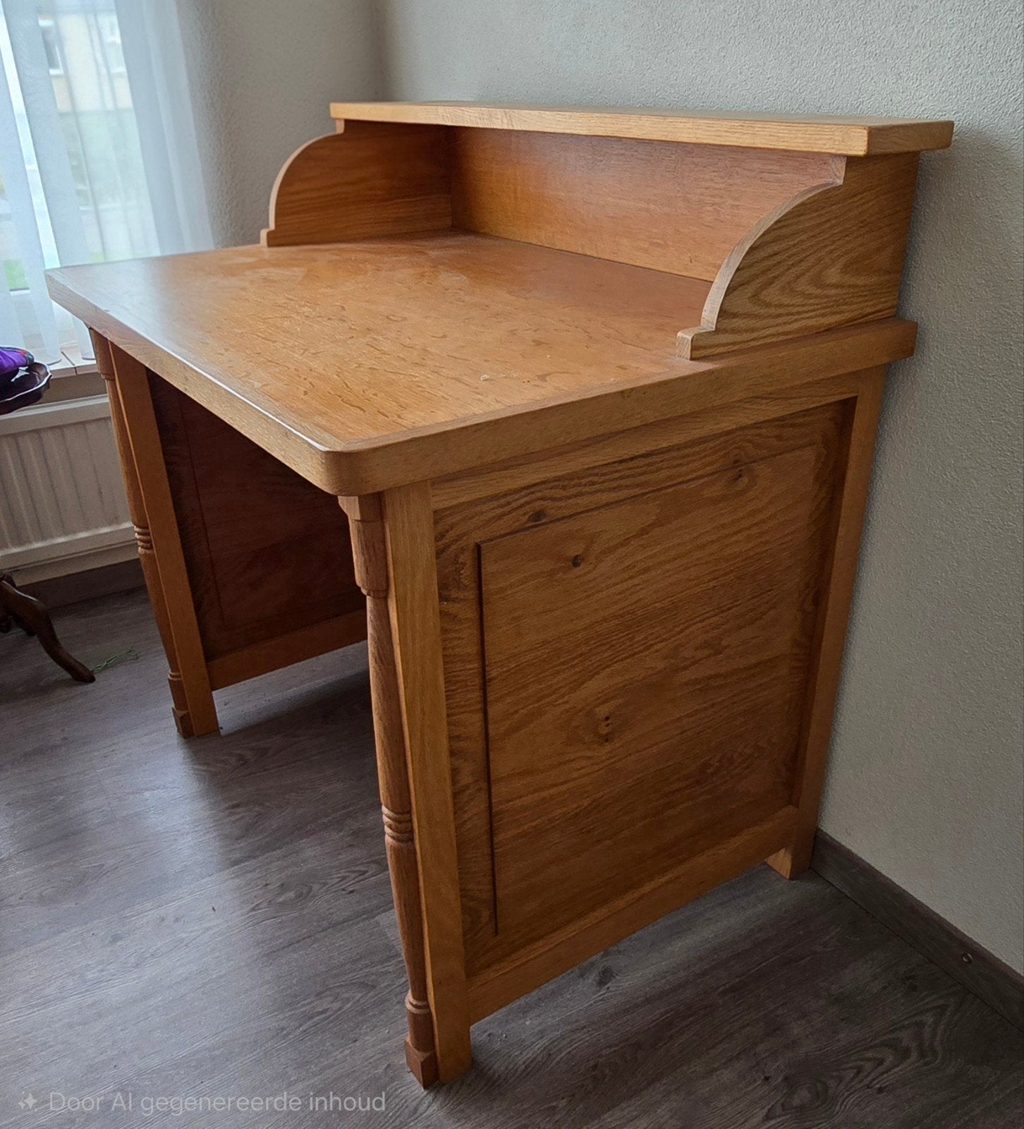 massief eiken bureau met opzetstuk, Ophalen