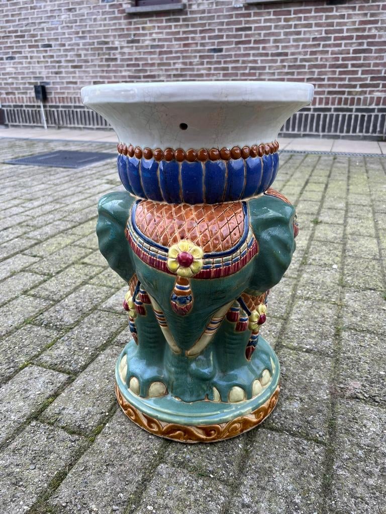 Keramieken olifant platenstandaard (bijzettafel/bohodecor), Antiek en Kunst, Ophalen of Verzenden