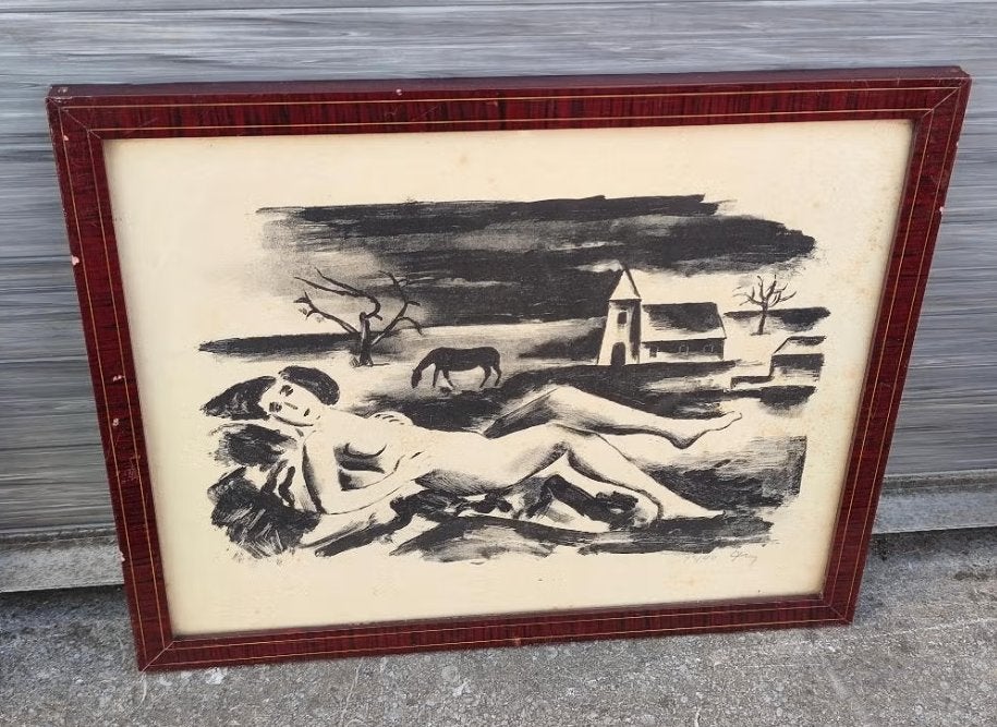 Lithographie femme nue monograme, Enlèvement ou Envoi, Lithographie