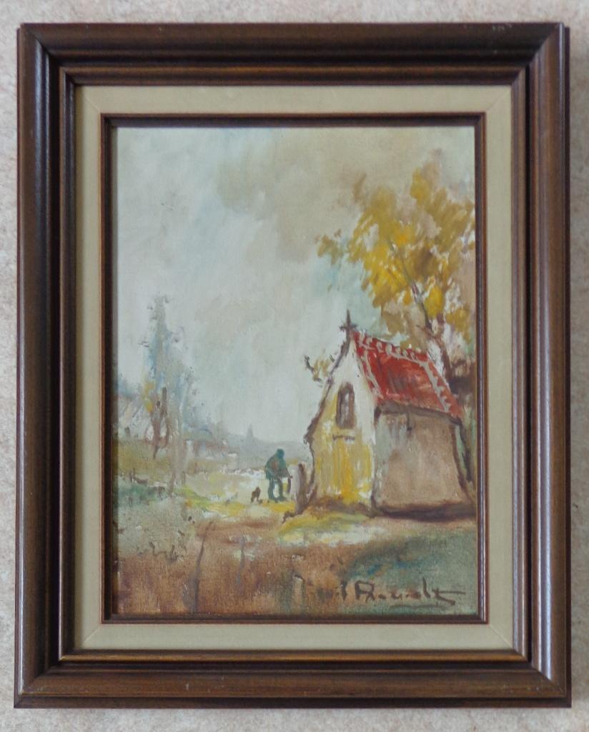 HENRI-JOSEPH PAUWELS / KAPELLETJE / OLIEVERF / 54x44cm KADER, Ophalen of Verzenden
