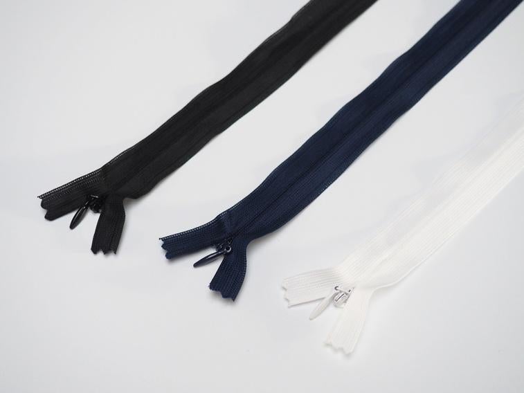 127) 3 fermetures aveugles 40cm blanc, noir et bleu foncé, Enlèvement ou Envoi, Neuf, Tirette ou Fermeture