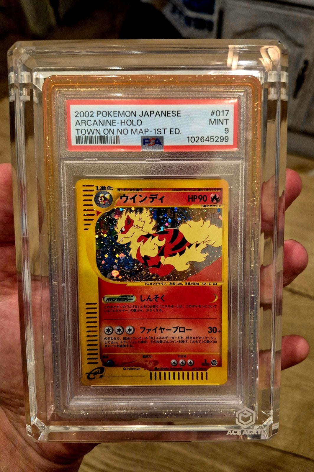 Pokémon arcanine holo town on no map 1st edition PSA 9 mint, Ophalen of Verzenden