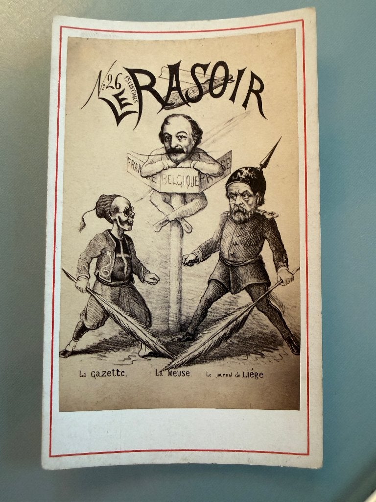 1870 CHROMO LE RASOIR LIEGE • RARE par J. MARTINY  (2), Envoi, Comme neuf