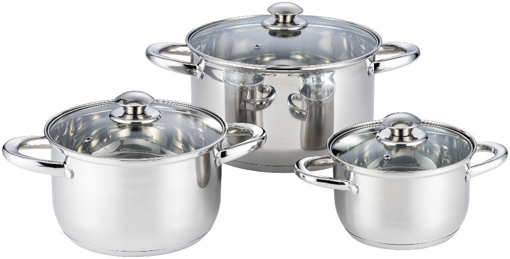 Pannenset 6-Delig (RVS) Geschikt voor Inductie & Gas, Inox, Verzenden, Geschikt voor inductie, Nieuw