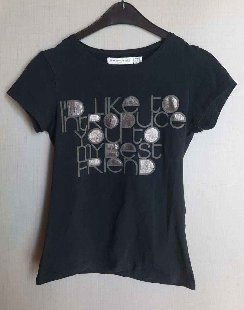 Zara tshirt "M", Maat 38/40 (M), Zwart, Ophalen of Verzenden, Korte mouw