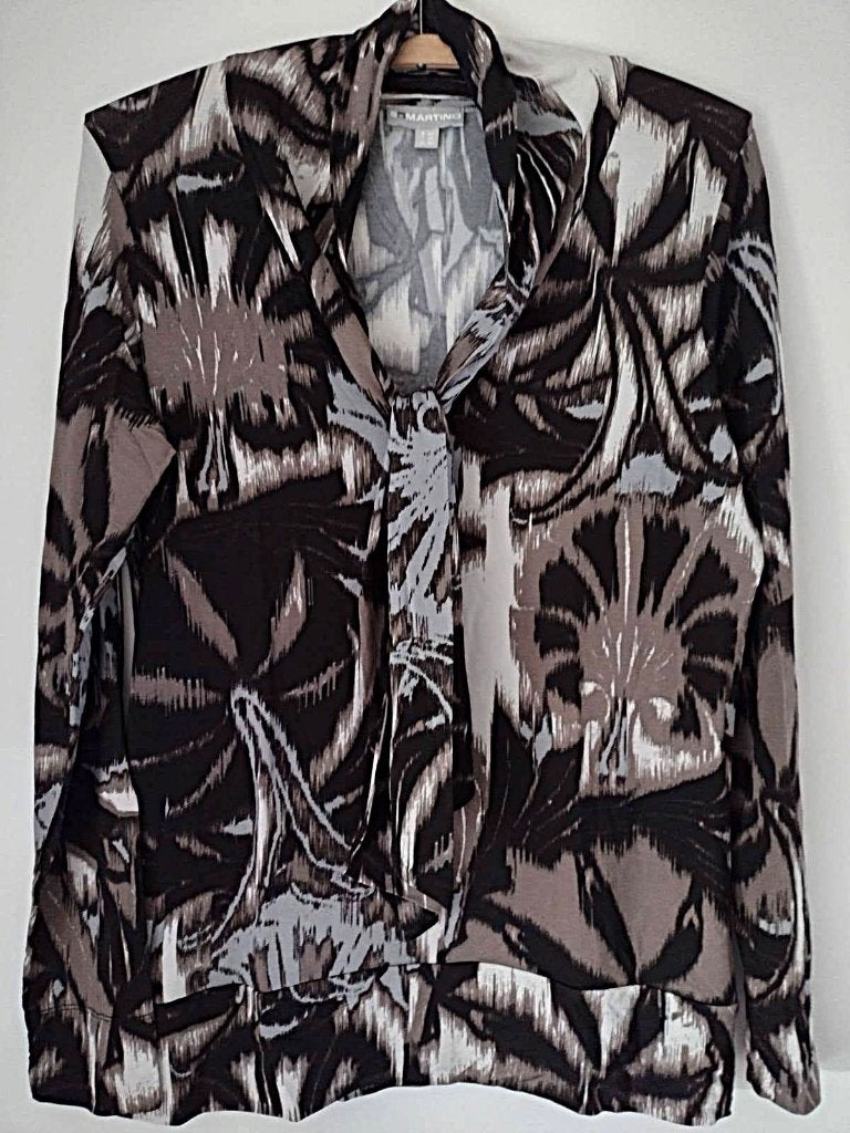 Blouse à col écharpe San Martino, blanche 46 - EU 40/42, Comme neuf, Brun, Envoi, Taille 42/44 (L)