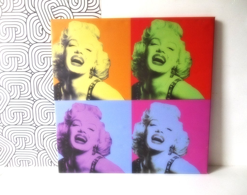 Quadro Pop Art Marilyn Monroe op canvas, 58 cm, 58 cm, Meerkleurig, Ophalen of Verzenden