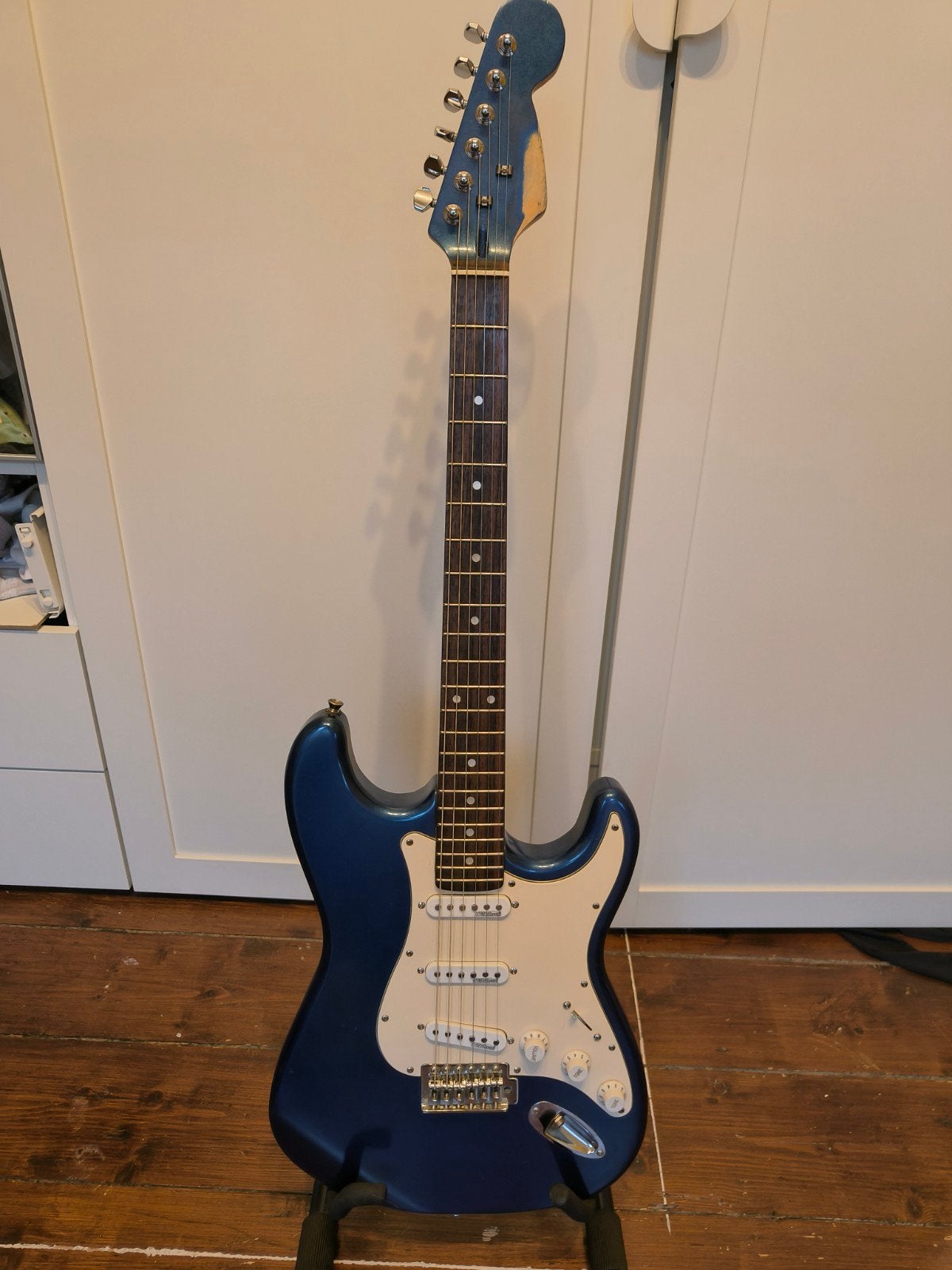 Stratocaster Candy Apple Blue, Muziek en Instrumenten, Ophalen, Gebruikt, Solid body, Overige merken