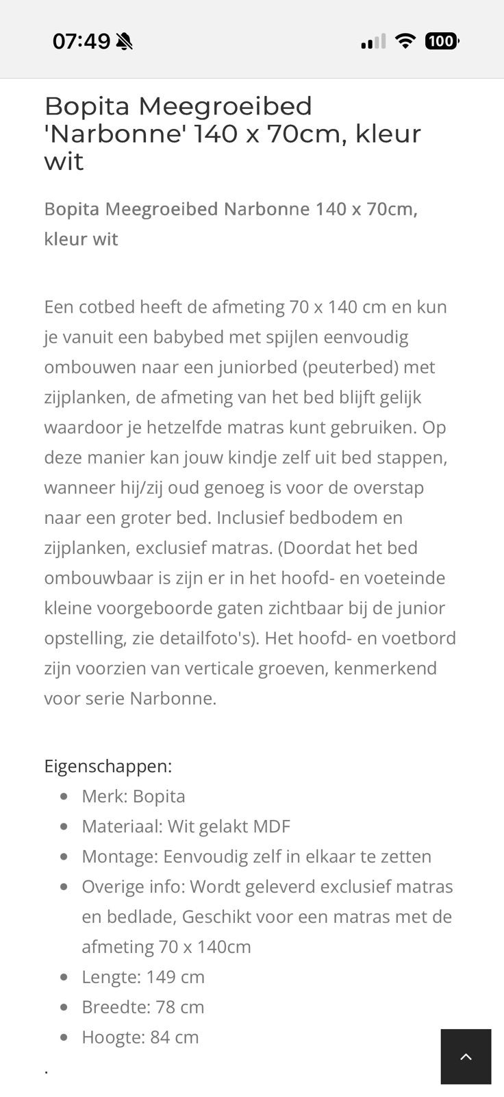Lit pour enfant Bopita Narbonne, Enlèvement, Matelas