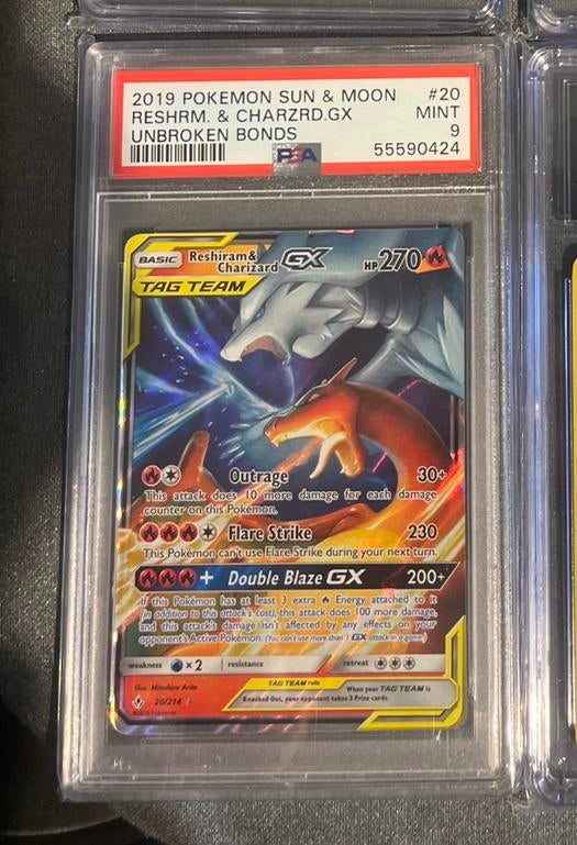 PSA 9 reshrim/ charizard 2019 (pokemon), Ophalen of Verzenden, Zo goed als nieuw