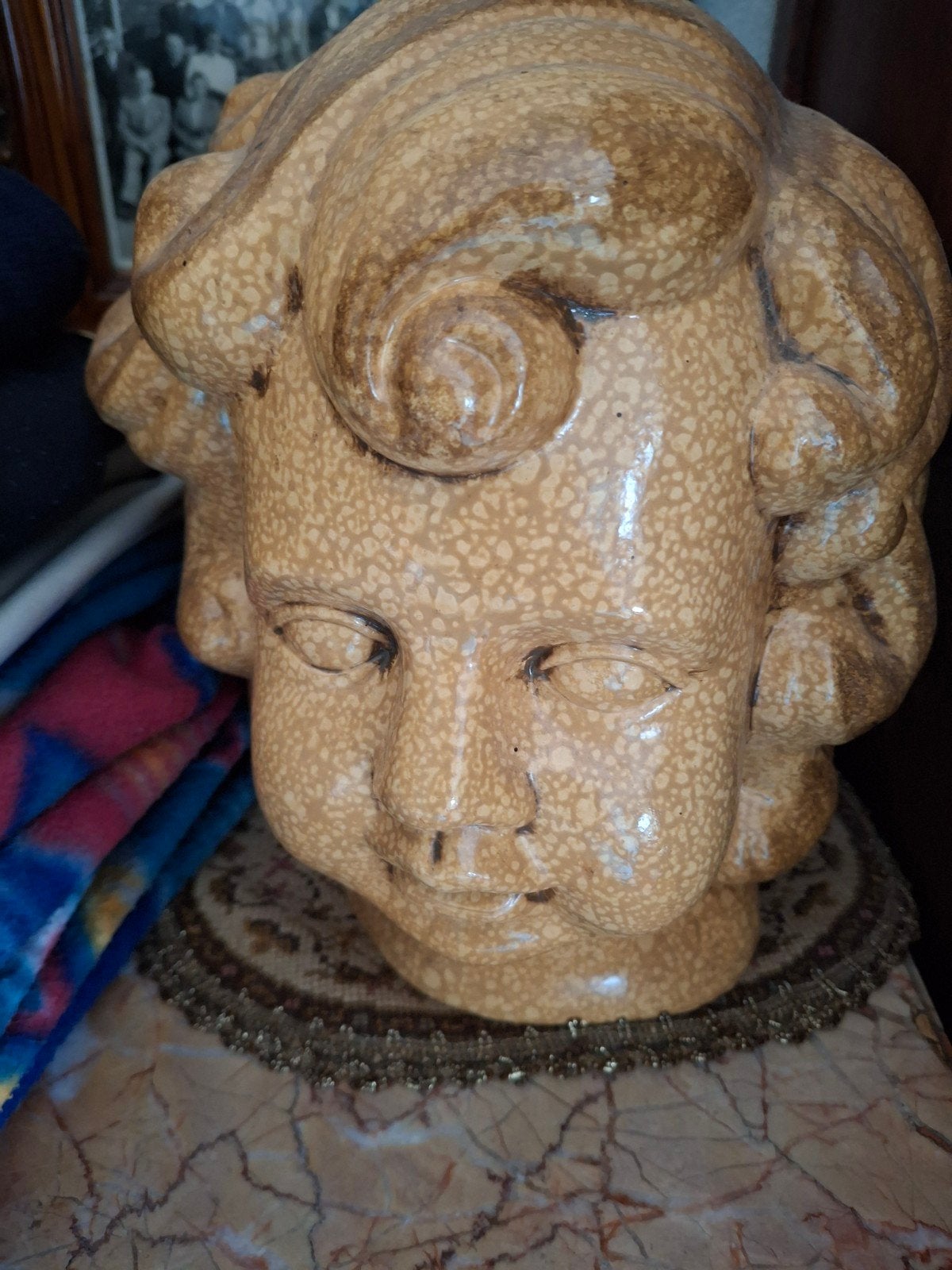 decoratief kinderkopje in plaaster, Ophalen, Zo goed als nieuw, Overige materialen, Brocante