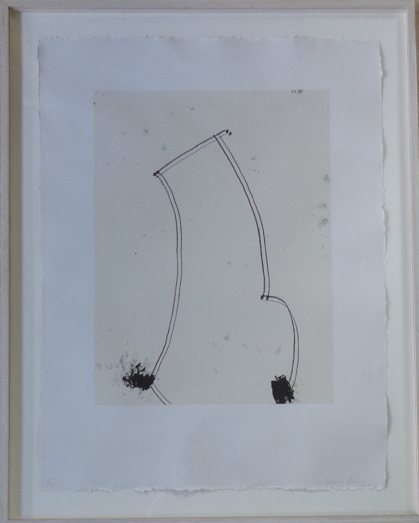 JAMES BROWN / ABSTRACTIE / ZW-W LITHO / 101x80cm / KADER, Antiek en Kunst, Gesigneerd, Ophalen, Lithografie