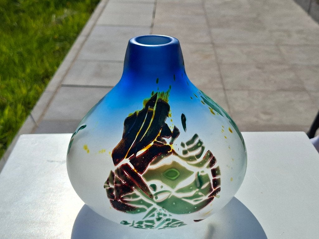 Large vase signé de Louis Leloup. Val saint lambert, Enlèvement