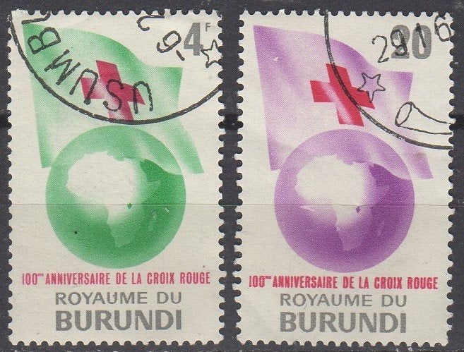 Burundi - 100ste  verjaardag Rode Kruis - 1963, Ophalen of Verzenden, Gestempeld