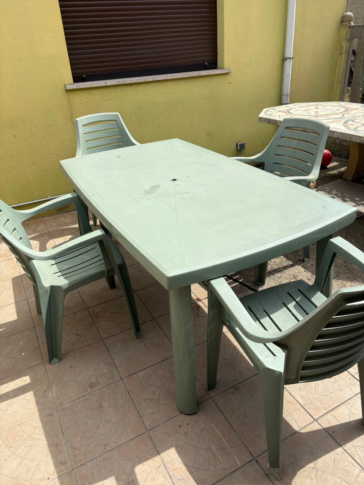 Table de jardin + 4 chaises, Enlèvement, Utilisé