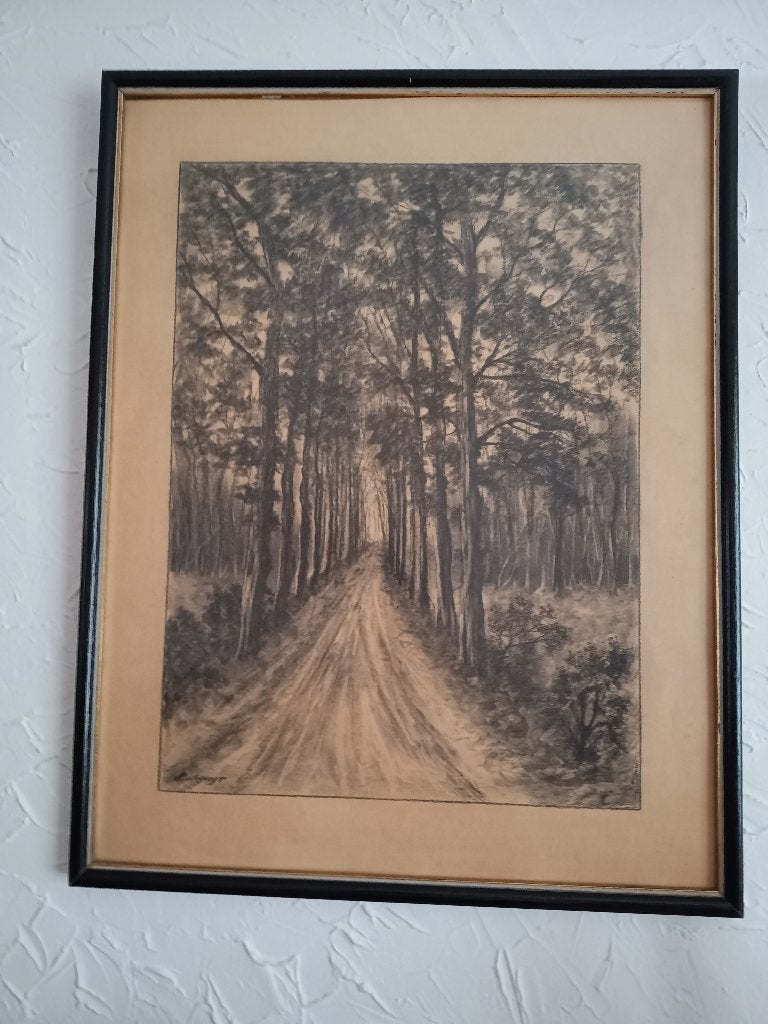 Set van 4 antieke houtskooltekeningen, Ophalen