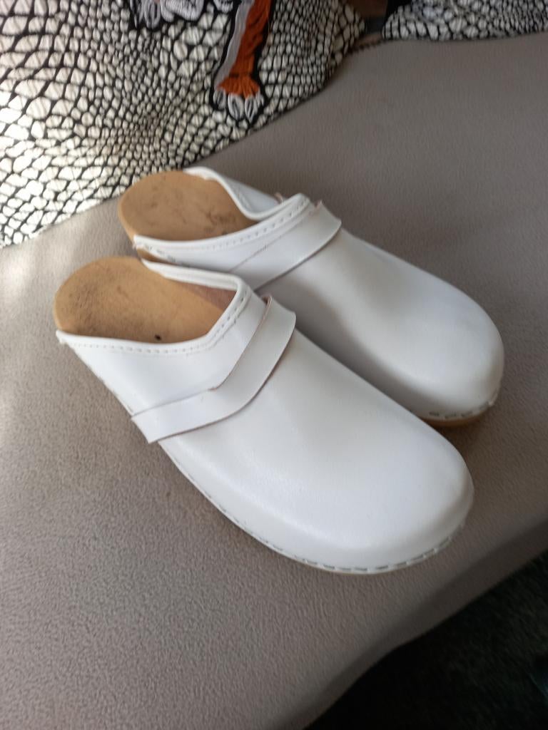 Witte leren klompen, Kleding | Dames, Ophalen, Nieuw, Wit, Instappers