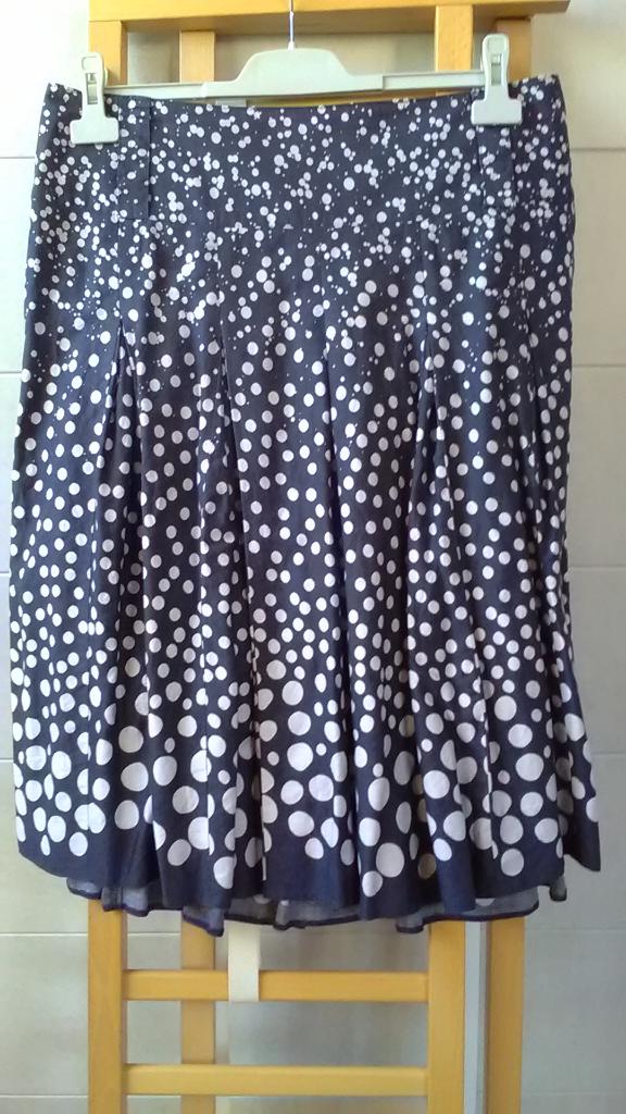 Marineblauwe rok met witte stippen Camaïeu 44, Kleding | Dames, Blauw, Ophalen of Verzenden, Gedragen, Onder de knie