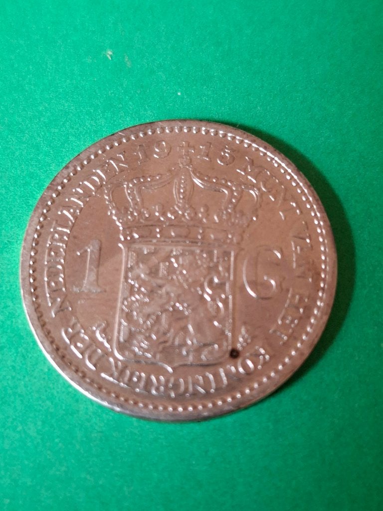 1915 Pays-Bas 1 florin en argent Wilhelmina, Reine Wilhelmine, Monnaie en vrac, Argent, 1 florin