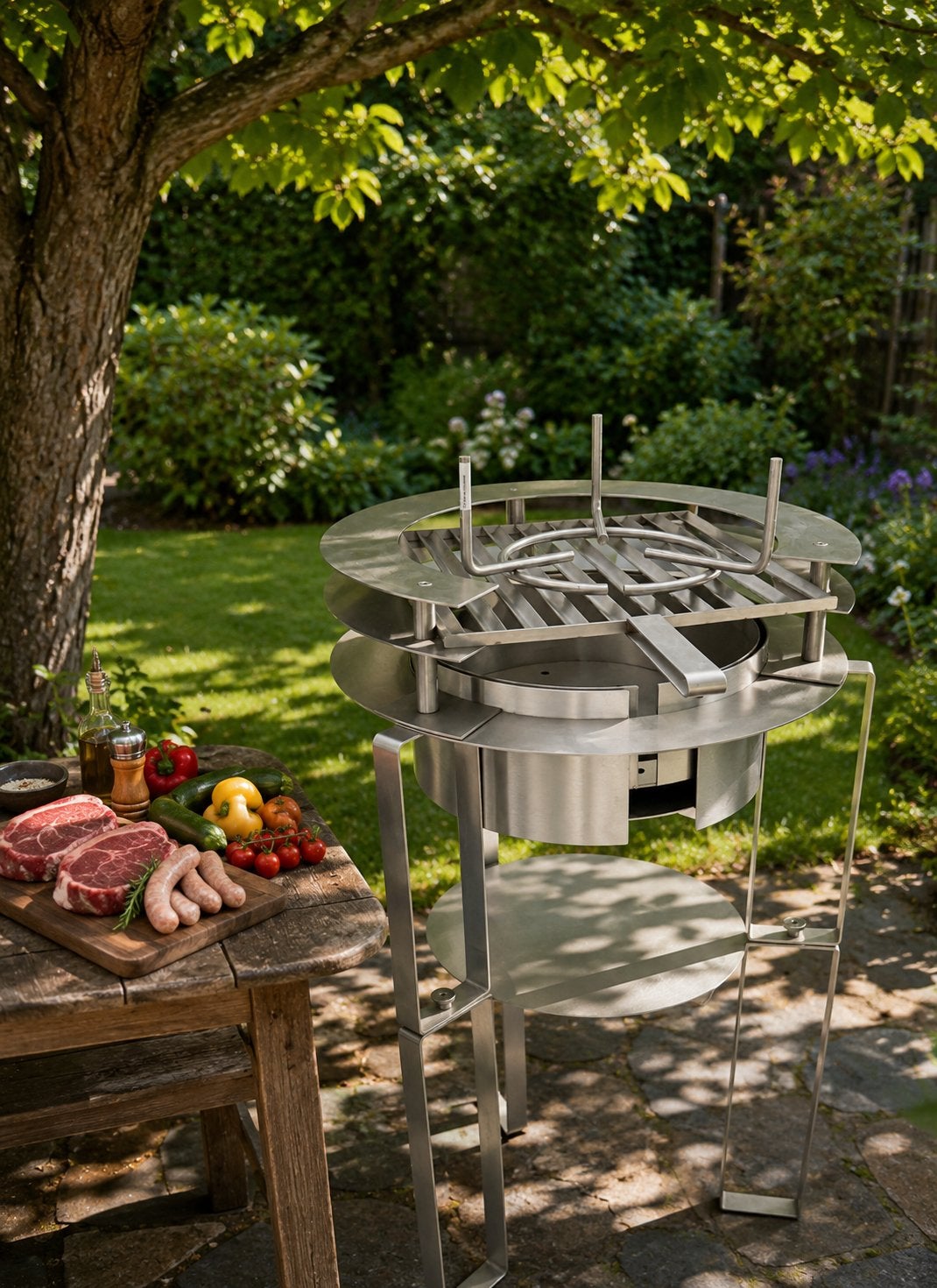 BBQ inox met wok, Tuin en Terras, Ophalen, Zo goed als nieuw