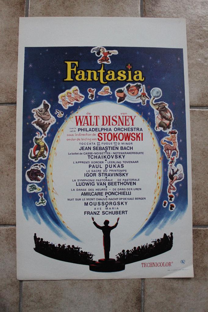 filmaffiche Walt Disney Fantasia filmposter, Verzamelen, Rechthoekig Staand, Ophalen of Verzenden, Zo goed als nieuw, A1 t/m A3
