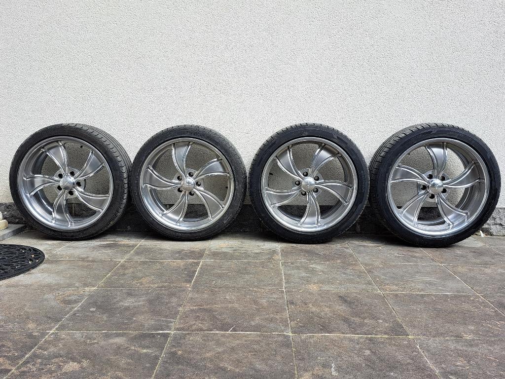 20" velgen 5x120 breedset met banden, Auto-onderdelen, Banden en Velgen, Ophalen, 20 inch, Band(en)