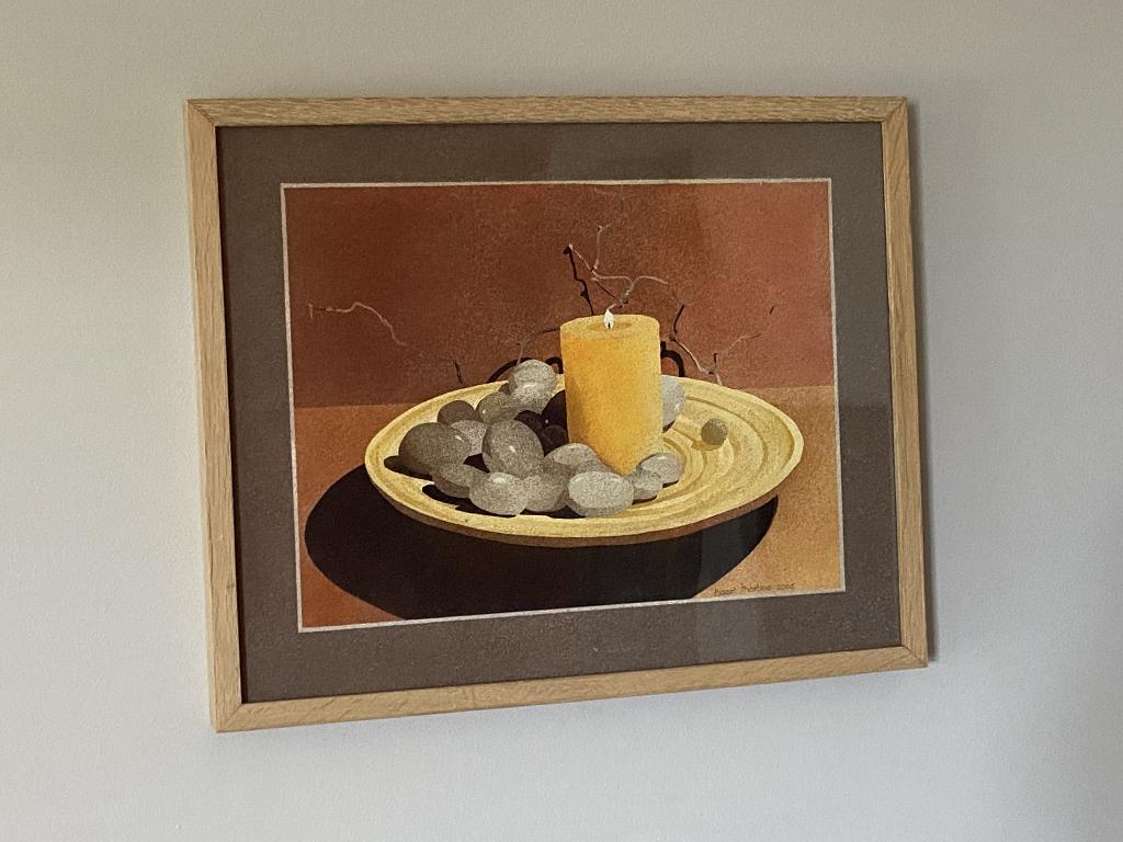 Cadre avec peinture sur sable "Bougie" originale, Enlèvement