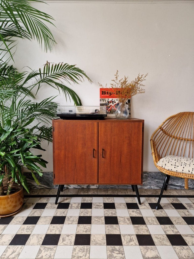Vintage midcentury platenspeler meubel | kastje | retro, Huis en Inrichting, Ophalen, Gebruikt