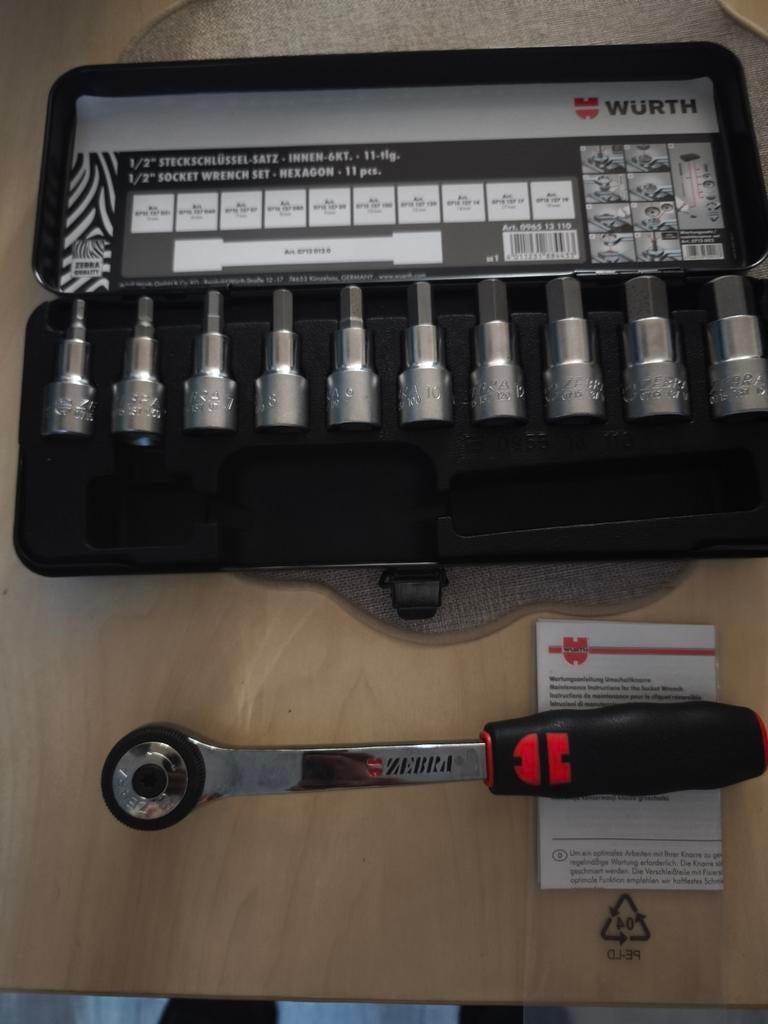 Coffret de douilles en 1/2 de marque Würth modèle Zebra ., Enlèvement