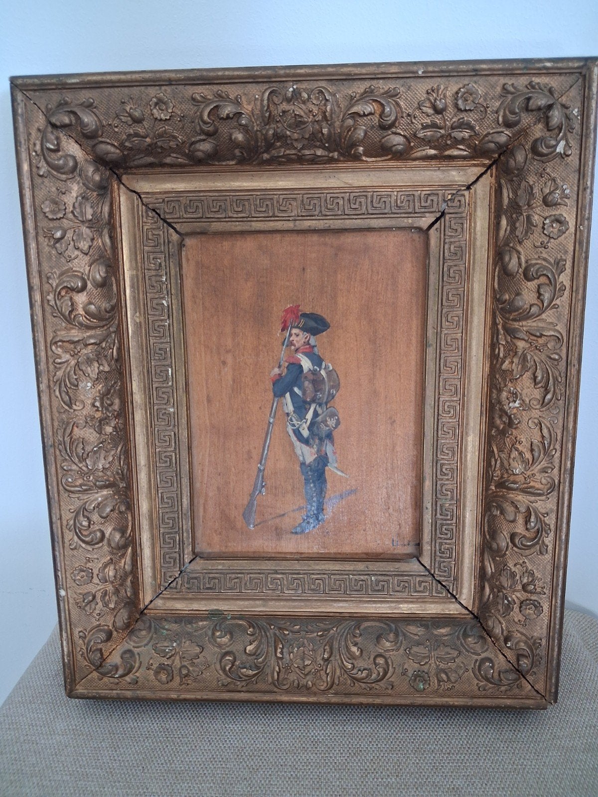 Schilderij ca 1800-1815 Soldaat leger Napoleon, Ophalen of Verzenden, Gesigneerd