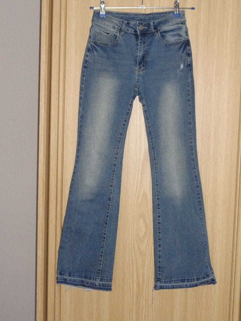 Blauwe Jeansbroek V – Maat XS, Kleding | Dames, Zo goed als nieuw, Maat 34 (XS) of kleiner, Lang, Verzenden