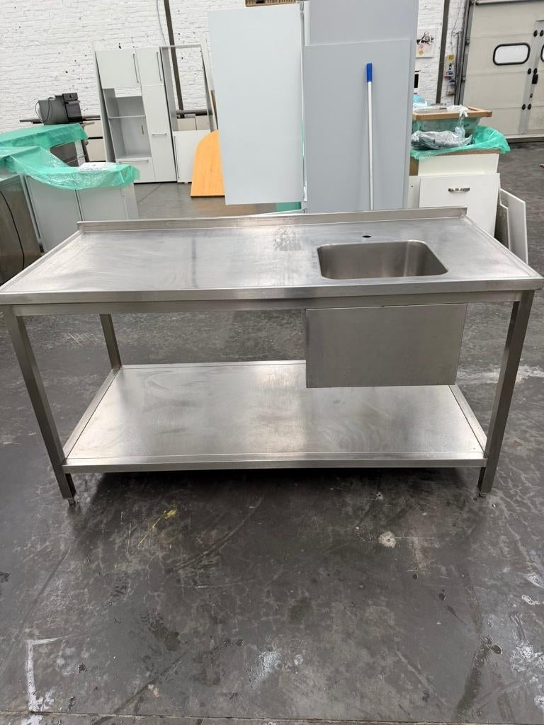 Inox / RVS wasbak tafel 180 x 80 x 90 cm Zware kwaliteit, Zakelijke goederen, Ophalen, Gebruikt, Inox Meubilair