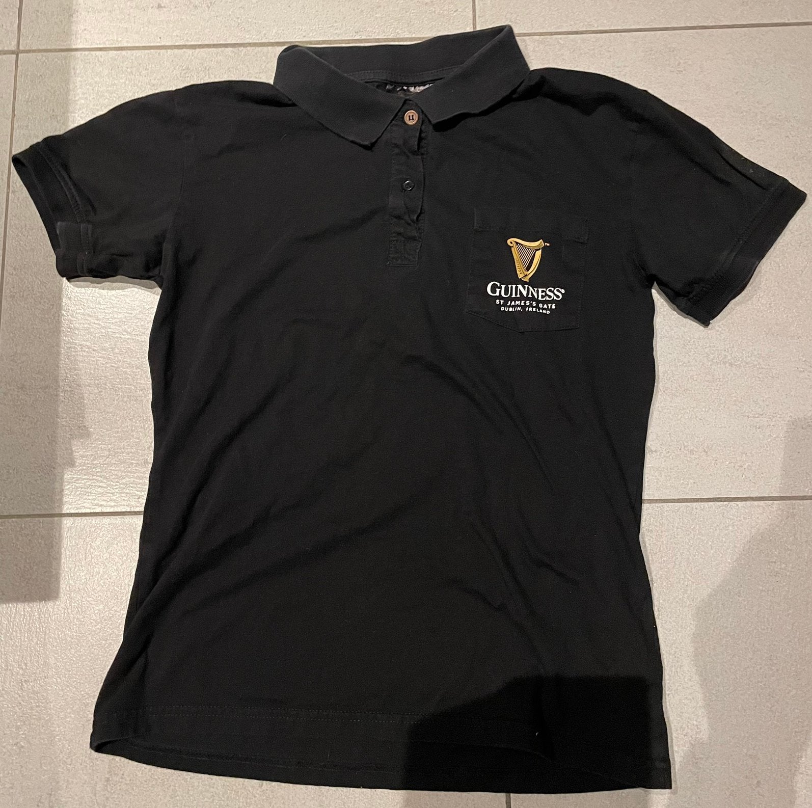 Originele Guinness polo - zwart - medium, Ophalen of Verzenden, Zo goed als nieuw, Maat 48/50 (M), Zwart