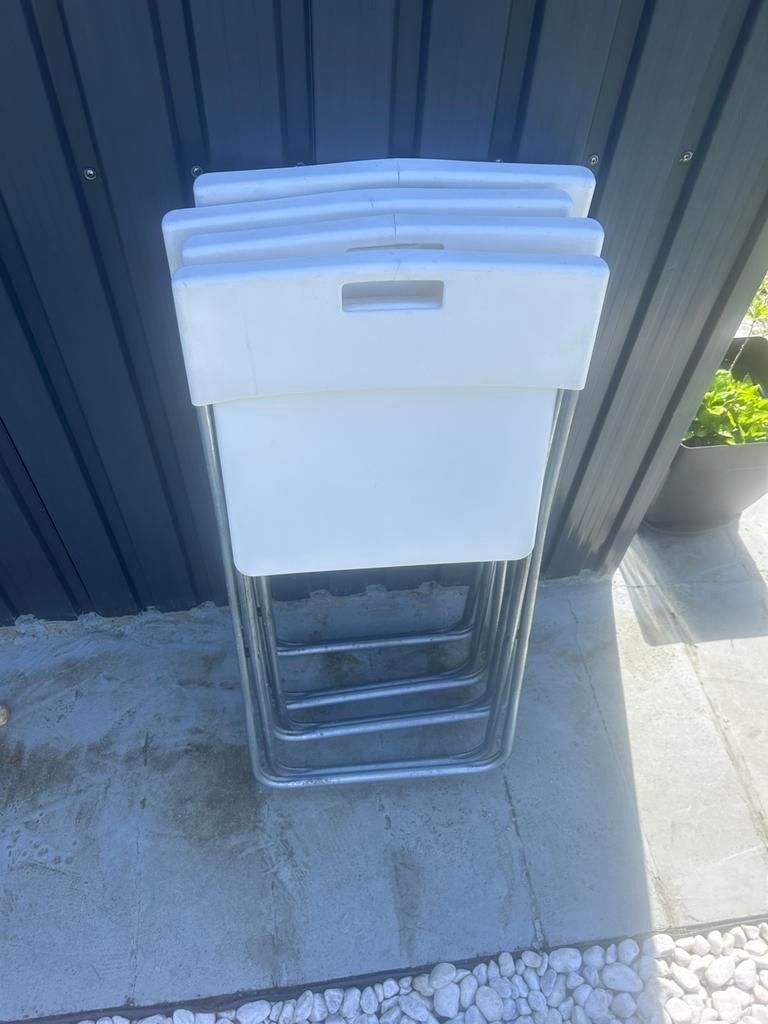 Witte klapstoelen set te koop (4stuks), Ophalen, Kunststof, Gebruikt, Wit