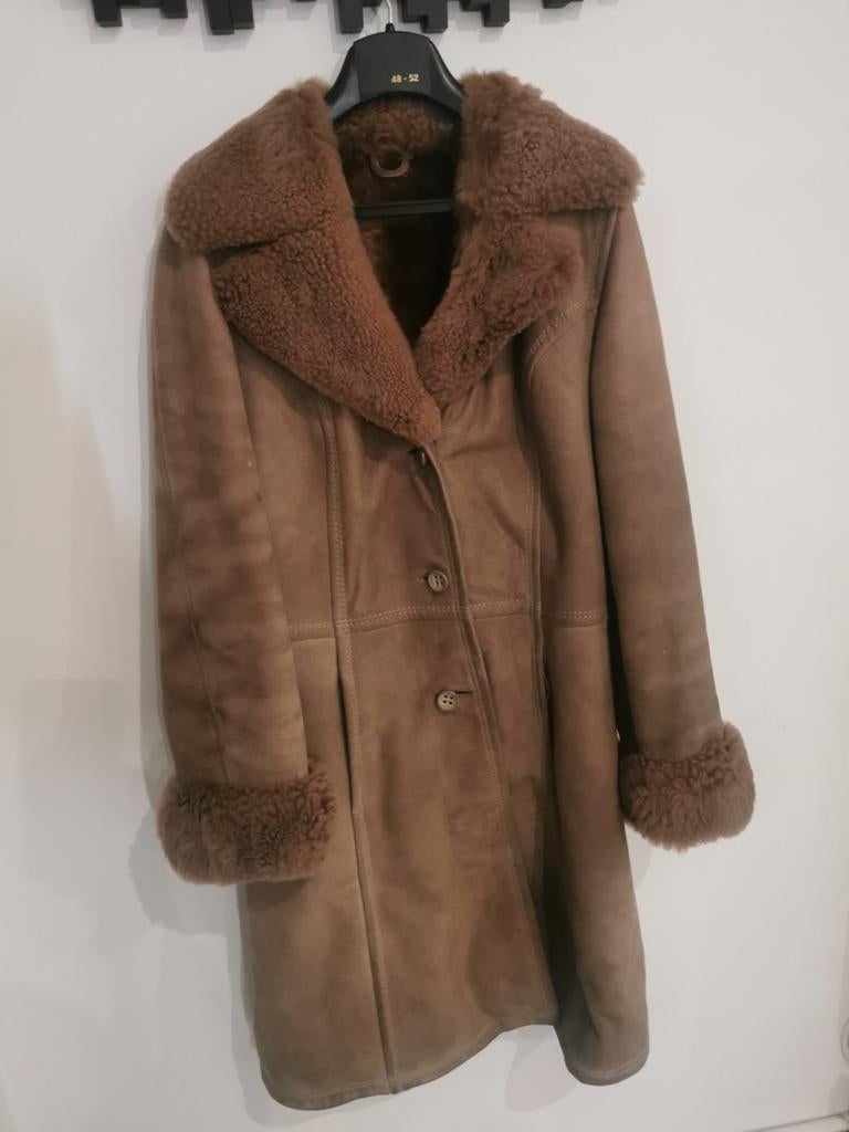 Manteau peau lainée shearling camel vintage chaud taille 47, Kleding | Dames, Jassen | Winter, Ophalen of Verzenden