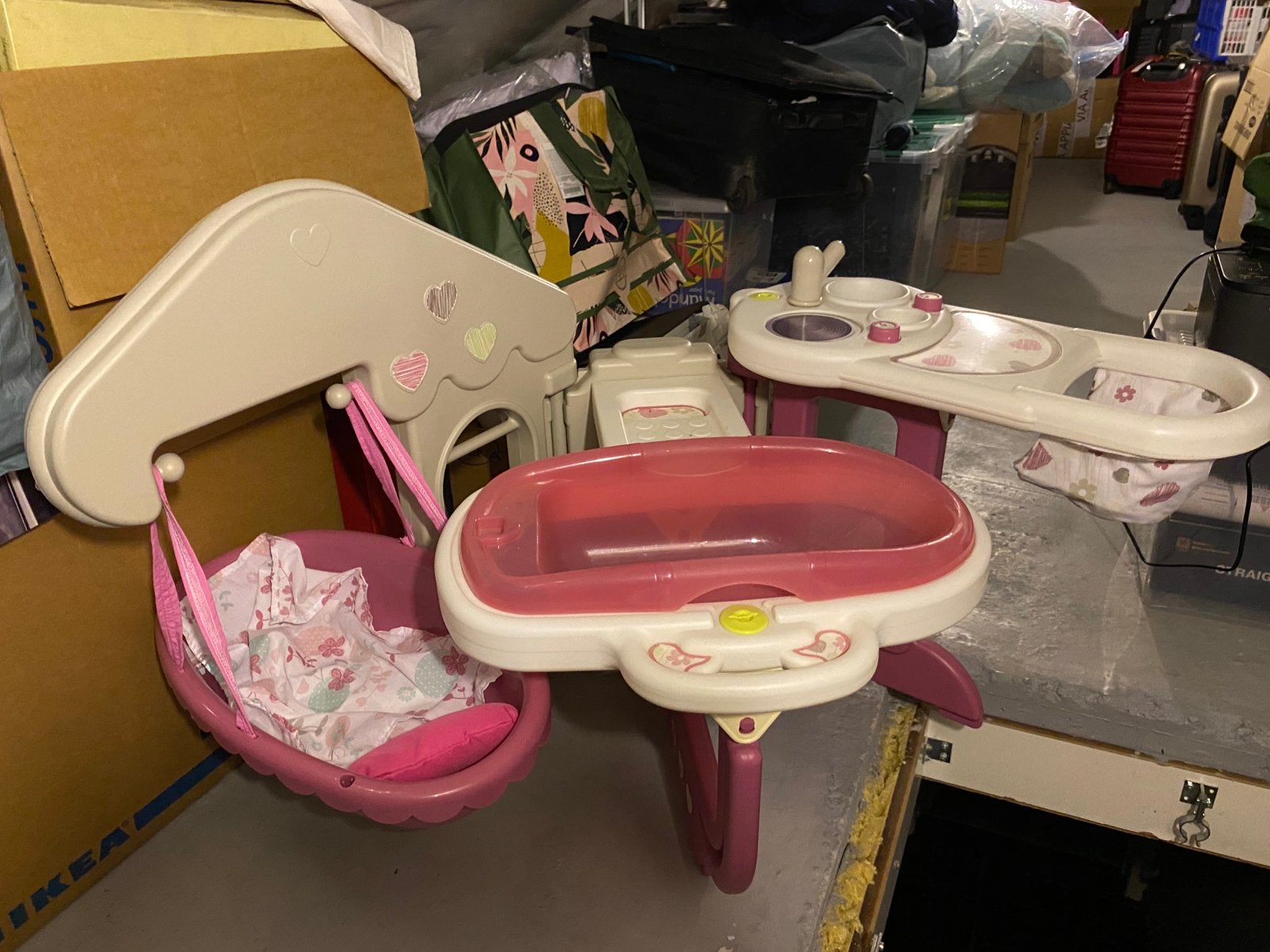 Poppen verzorginstafel, bad, bed, Kinderen en Baby's, Ophalen, Gebruikt