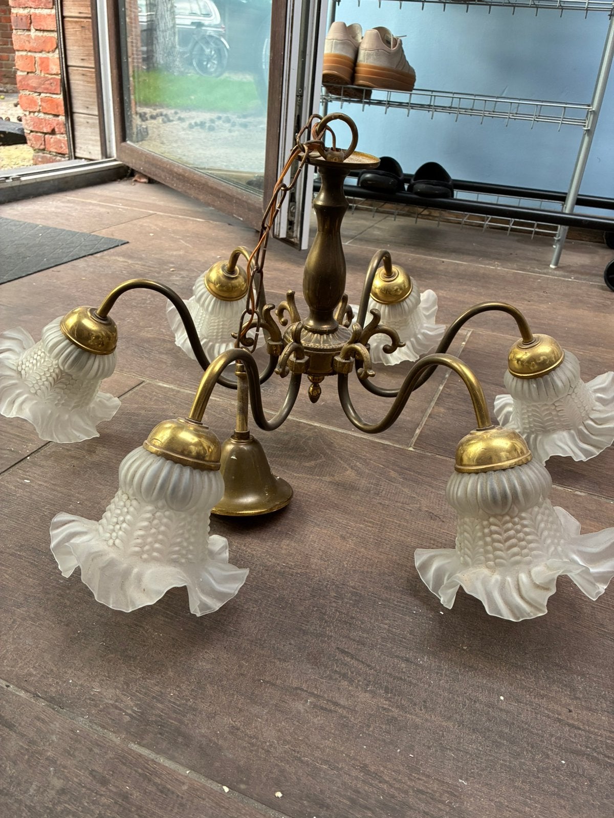Vintage kroonluster, Ophalen, Gebruikt, Glas, Vintage