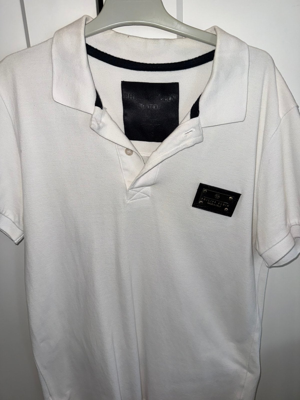 Philipp Plein wit Skull/Rhinestone polo, Vêtements | Hommes, Enlèvement, Comme neuf, Taille 48/50 (M), Blanc