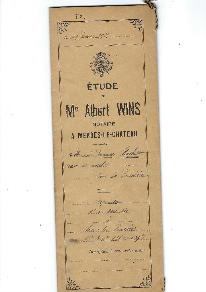 Ancien document notarié 1925, Envoi, Utilisé