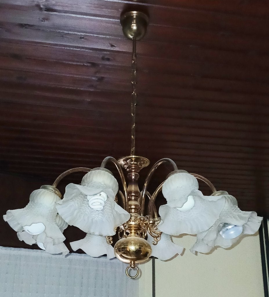 2 vintage kroonluchters in goede staat Luik om te bespreken, Ophalen, Gebruikt, Glas, Ancien