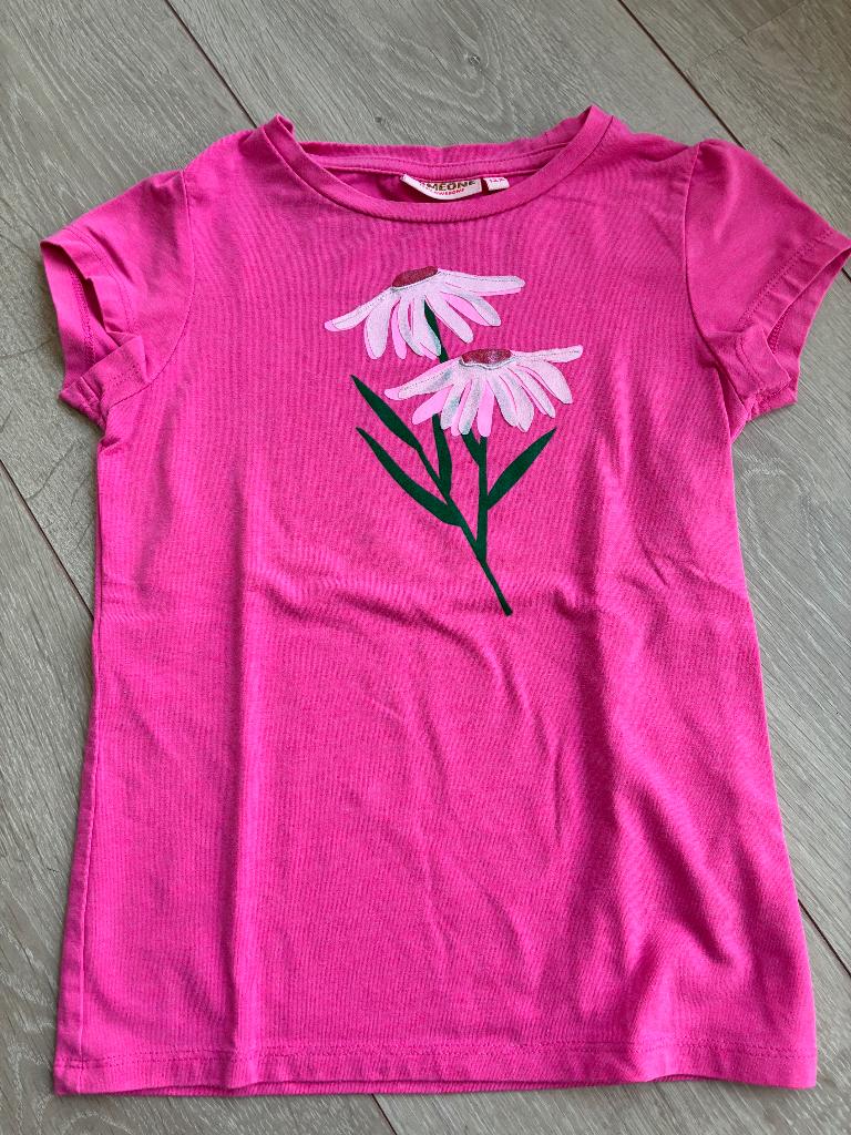 Roze T-shirt Someone maat 122 - bloemen, Kinderen en Baby's, Kinderkleding | Maat 122, Gebruikt, Meisje, Ophalen of Verzenden
