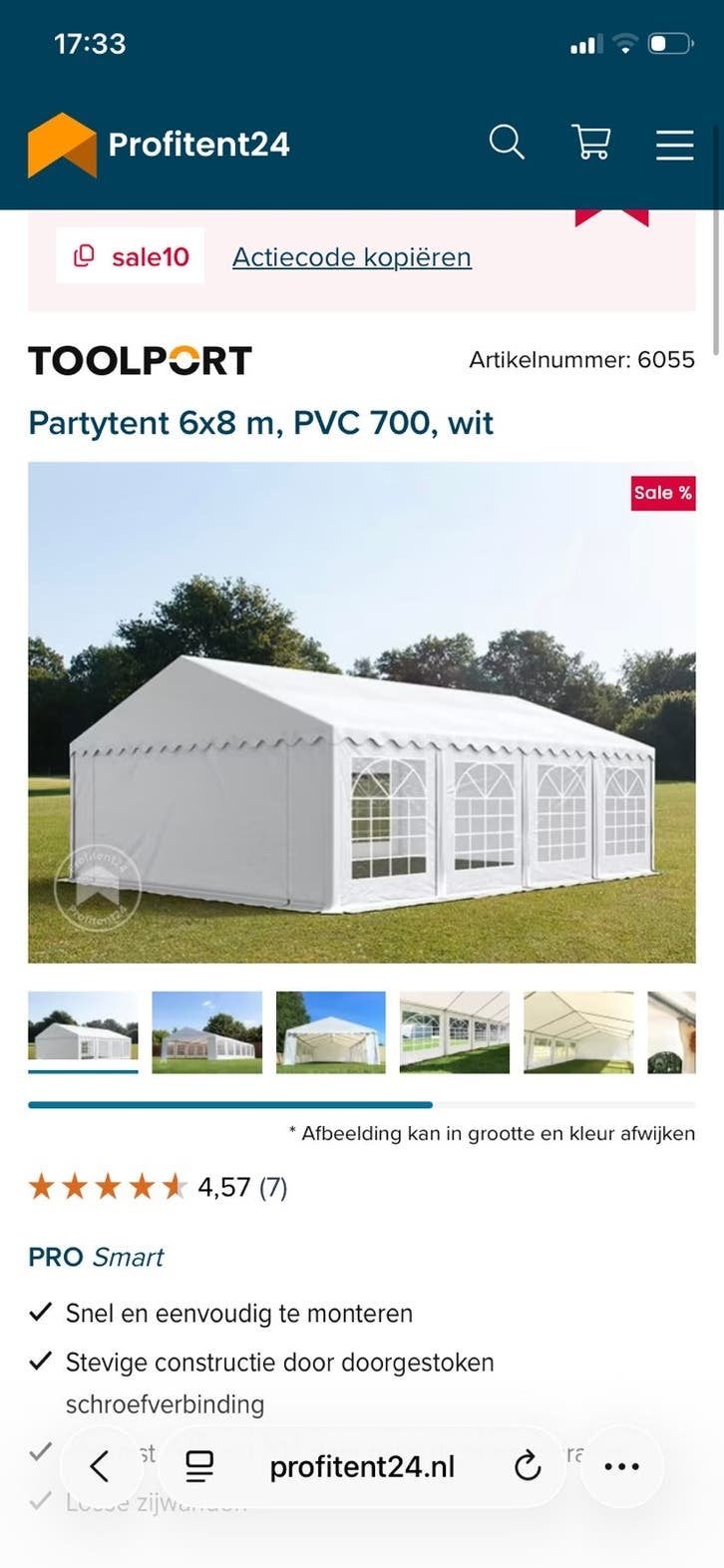Toolport partytent TE KOOP, Ophalen, Zo goed als nieuw, Partytent