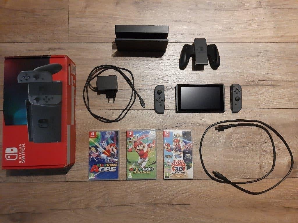 Console Nintendo Switch + 3 jeux physiques Mario, Games en Spelcomputers, Spelcomputers | Nintendo Switch, Zo goed als nieuw, Switch 2019 Upgrade