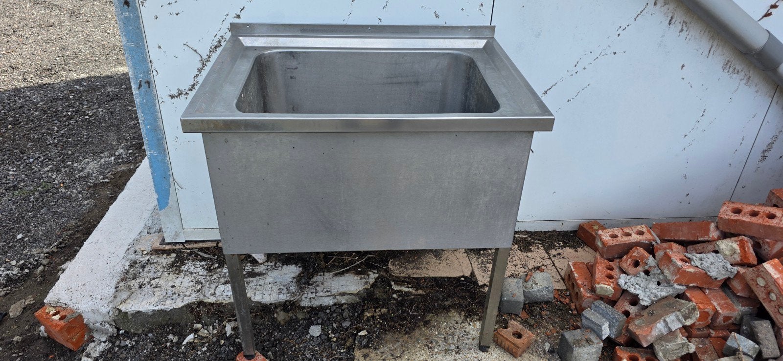 Inox Lavabo voor werkplaats, garage of Horeca, Ophalen, Gebruikt, Inox, Wastafel