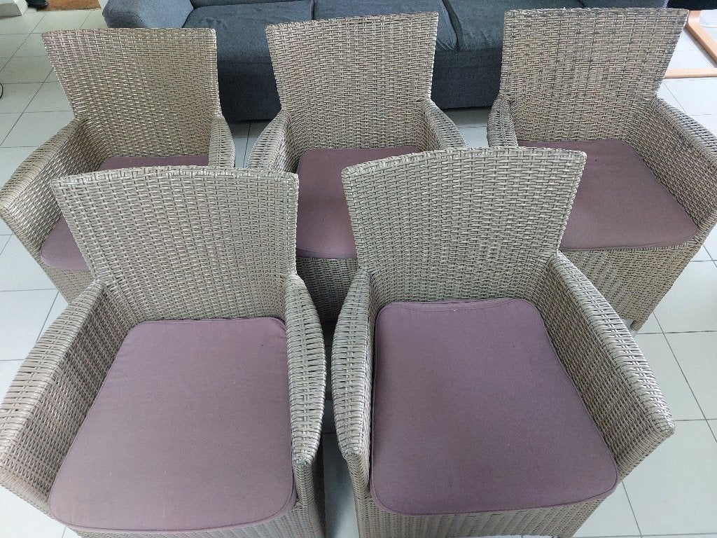 Stoelen, Maison & Meubles, Riet, Bois, Gris, Comme neuf